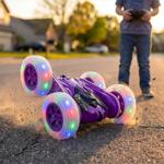 Remote control stunt car with 360-degree rotation, purple, RC car with light-...