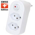 Branch socket with 2 T13 outlets, rotatable, with switch, white