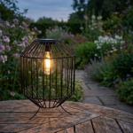 Black solar lantern in country house style, H31.5 cm, Ø 25 cm – metal struts,...