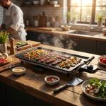 Teppanyaki Tischgrill, starke 2000W, für geselliges Grillen – 47 x 26,5 cm, A...