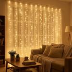 LED-Lichtervorhang, 240 warmweisse LEDs: 16 Stränge, 12 Lichteffekte, 225 x 1...