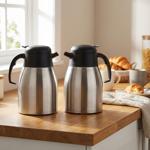 2er-Set Doppelwandige Isolierkanne - Edelstahl 1,5L - Hält Getränke 6h warm/k...