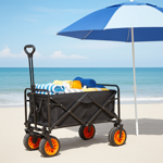 Folding wagon up to 80 kg, black-red – Robust transport wagon with swiveling ...