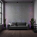 Farbige WLAN-Smart-Vorhang-Lichterkette - 180 RGB-LEDs - 7 Lichtmuster - IP65...