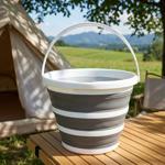 Falteimer 10L - Platzsparend faltbarer Eimer grau/weiss für Haushalt Camping ...