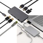 USB-C hub with 2x HDMI, Ethernet, USB-A/C, PD3 & card reader - All connection...