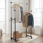 Portant à vêtements double barre extensible 90-160cm - sur roulettes pour cha...