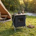 Boîte de cuisine de camping pliable - Armoire de rangement avec surface bambo...