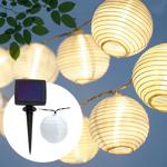 LED Lampion Lichterkette, Solar, warmweiss, 20 weisse Lampions, 3,8m, IP44, e...