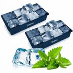 2er-Set XXL Silikon Eiswürfelform (8 Fächer, 5x5cm): Grosse Eiswürfel, 1 Lite...