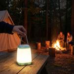 Portable LED camping lantern with rope cord - 3 brightnesses, battery-operate...