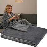 Couverture douillette L - Couverture de canapé moelleuse anthracite 180x200 c...