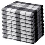 set of 8 tea towels, black, 100% cotton, 70 x 50 cm