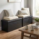 set of 2 Elegant folding seat chest, for 2 people, foldable, imitation leathe...