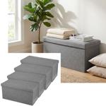 set of 4 Elegant foldable seat chest, for 2 persons, 76 x 37.5 x 37.5 cm, tex...