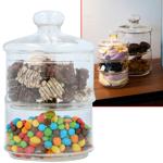 Glass container with two tiers, incl. lid, 16 cm Ø, 28 cm high