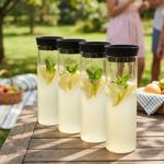 Set de 4 carafes en verre 1L en borosilicate – idéal pour les jus, limonades ...