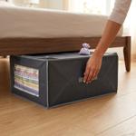 Underbed storage box with window & handle – 60x45x30cm dark grey – protection...