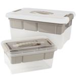 Aufbewahrungsboxen 2er-Set - integrierter Organizer & Klickverschluss - 5/9 L...