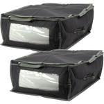 set of 2 underbed drawers with viewing window & handle, 50 x 38 x 20cm, gray