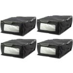 set of 4 underbed drawers with viewing window & handle, 50 x 38 x 20cm, gray