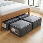 Set of 4 underbed storage boxes with window & handle – 60x45x30cm dark grey –...