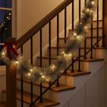 LED-Lametta Girlande Silber 2,7m - Integrierte LED-Beleuchtung & Timer - Weih...