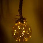 LED glass Christmas ball with timer function, Ø 15 cm, warm white