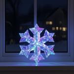 Snowflake in rainbow design with 30 LEDs, cool-white, 27 cm