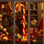 LED candy cane, red-and-white, 5 different lighting functions