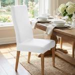 Elegant white chair cover, set of 2, stretch with backrest cover, OEKO-TEX St...