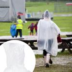 16er-Set Praktischer Notfall-Regenponcho mit Kapuze: Transparenter, wasserdic...
