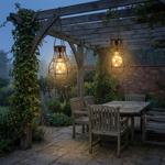 2er-Set Industrielle Solarlampe aus Metall, Pendelleuchte, Haken: (18,5x18,5x...