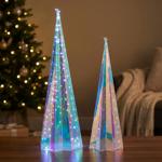 set of 2 rainbow pyramids with star-shaped base, with micro LED lights, 2 siz...