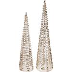 2er-Set Weihnachts-Lichtpyramide mit Micro LEDs und Timer, gold, H 80/60 cm