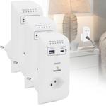 3er-Set Steckdose mit 2x USB-Ladeport (3.1A) - Timer & Überspannungsschutz - ...