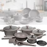 Hochwertiges Design Kochset m. Titanbeschichtung inkl. Kochbesteck, Untersetz...