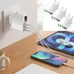 set di 3 alimentatori intelligenti USB a 3 porte con display a LED, bianco