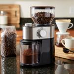 Edle elektrische Kaffeemühle, schwarz, 200g, 12 Mahlstufen, Stahl Mahlwerk, g...