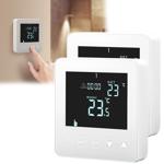 set of 2 wall thermostats for underfloor heating, touch buttons, LCD display,...