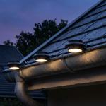 Solar gutter light with dusk sensor, set of 3, weatherproof