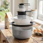 8-in-1 Schüssel-Set mit Messbechern & Löffeln - Platzsparendes Design zum Sta...