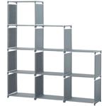 9-Fächer Treppenregal, 125x125x26cm, Grau – Metall & Vlies, einfache Montage,...