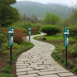 set of 3 solar animal repellers with ground spike and motion sensor, ultrasou...