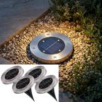 set of 4 solar floor lights made of stainless steel, with ground spike, Ø 12 ...