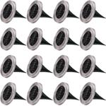 16er-Set Solar Bodenleuchte Edelstahl Ø 12x13 cm - Garten & Terrasse Beleucht...