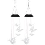 2er-Set Windspiel mit je 6 Schmetterlingen, Solar, farbwechselnde LED