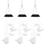 3er-Set Windspiel mit je 6 Schmetterlingen, Solar, farbwechselnde LED