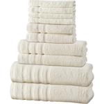 Set di asciugamani naturali 12 pezzi in 50% bambù & 50% cotone – 4 asciugaman...