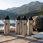 set of 4 Robust 540ml stainless steel drinking bottle / sports bottle: Durabl...